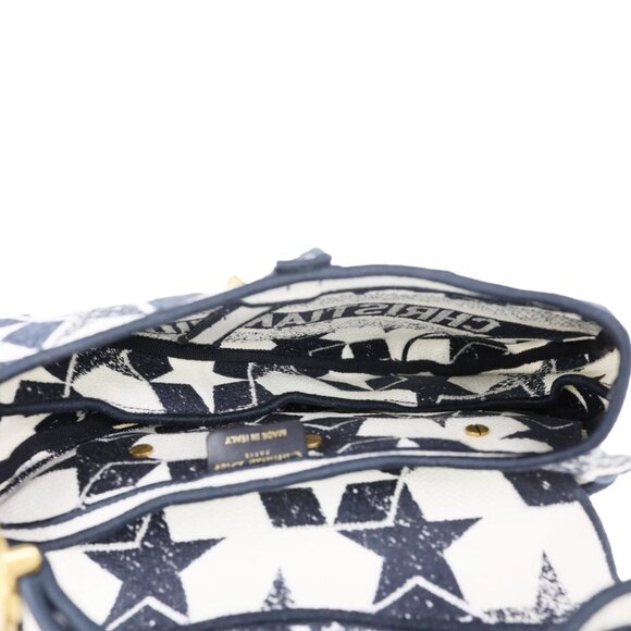 Christian Dior  Saddle Embroidered Stars Canvas Hobo Bag White - Picture 11 of 14